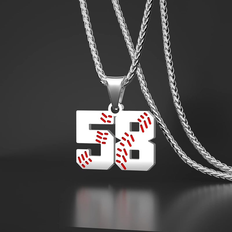 Wikavanli Personalized Baseball Jersey Number 00-99 Necklace - Stainless Steel Baseball Chain Pendant Necklace - Team Jewelry Gift for Boys, Girls, Men, Women - Image 2